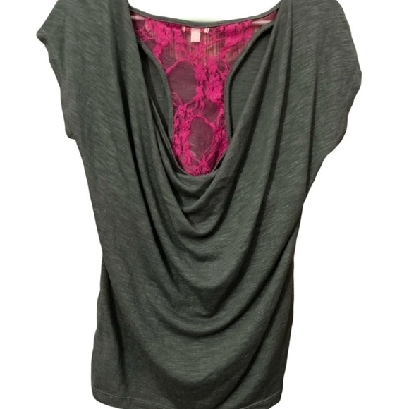 BONGO Juniors Large Gray Hot Pink Purple Short Sleeve Top Zebra Heart - Picture 2 of 3